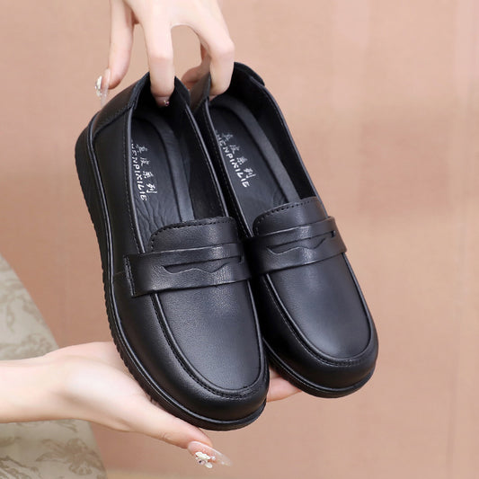 XIANGTUIBAO  New Casual round Head Soft Bottom Women's Leather Shoes Comfortable Versatile Cowhide Mothers' Shoes Factory Direct Sales One Piece Dropshipping