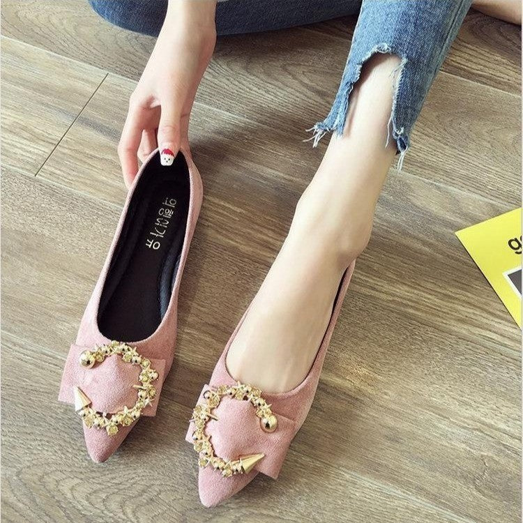 XIANGTUIBAO  Pumps Women's  Spring and Summer New Korean Style Shallow Mouth Pointed Flat Shoes Women's Soft Bottom Slip-on Lofter Women's Shoes