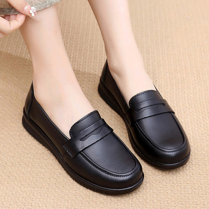 XIANGTUIBAO  New Casual round Head Soft Bottom Women's Leather Shoes Comfortable Versatile Cowhide Mothers' Shoes Factory Direct Sales One Piece Dropshipping