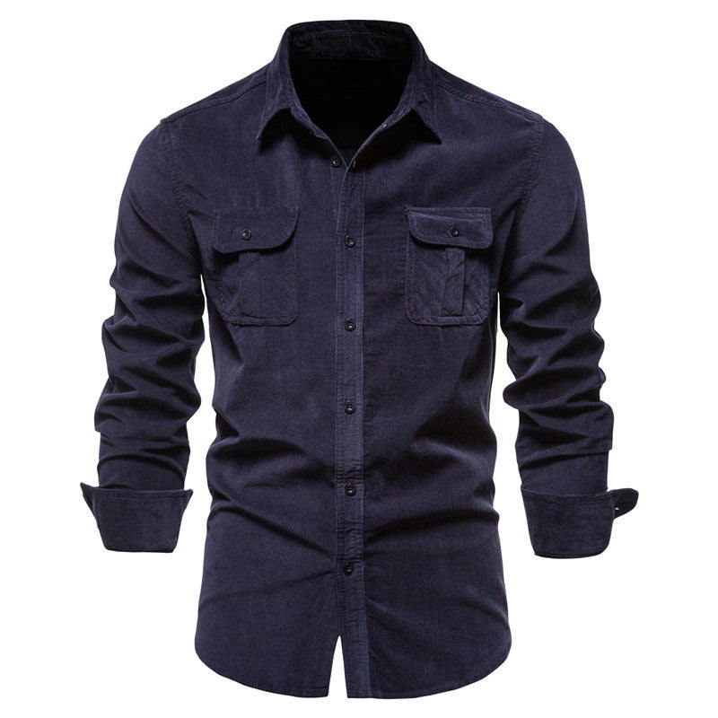 XIANGTUIBAO 2025 Men's Autumn Cotton Basic Japanese Corduroy Men's Business Shirt Slim Casual Shirt Men's New Long Sleeve Jacket