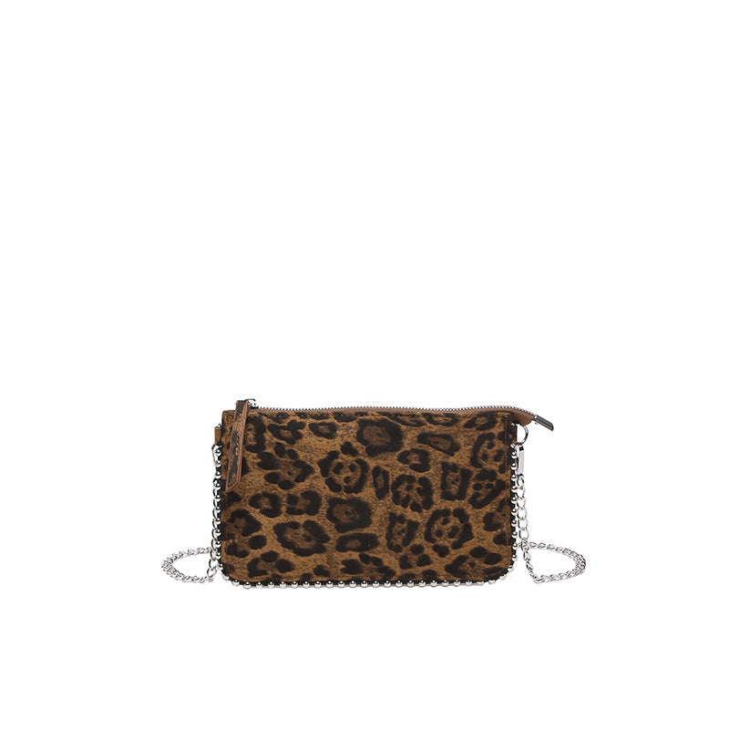 XIANGTUIBAO 2025  new high-end niche design chain matte leopard print women's bag commuter fashion shoulder chain crossbody women's bag