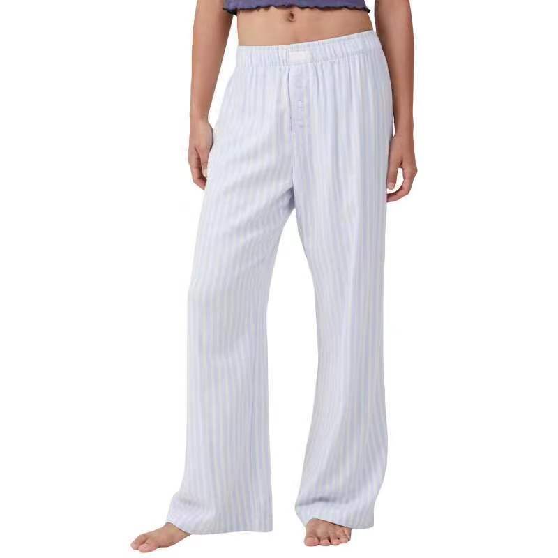 XIANGTUIBAO  Spring and Autumn European and American Women's Clothing Foreign Trade Cross-Border  Classic Striped Home Casual Trousers Home Loose Women's Pants