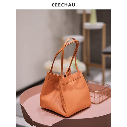 XIANGTUIBAO Women's Bag  New Korean Style PU Leather Small Square Bag Versatile Hand Holding Bucket Bag Minority Fashion Textured Handbag