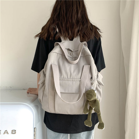 XIANGTUIBAO Solid Color Campus Schoolbag Men's and Women's Portable College Style Fashionable Simple Backpack Hong Kong Style Casual Backpack