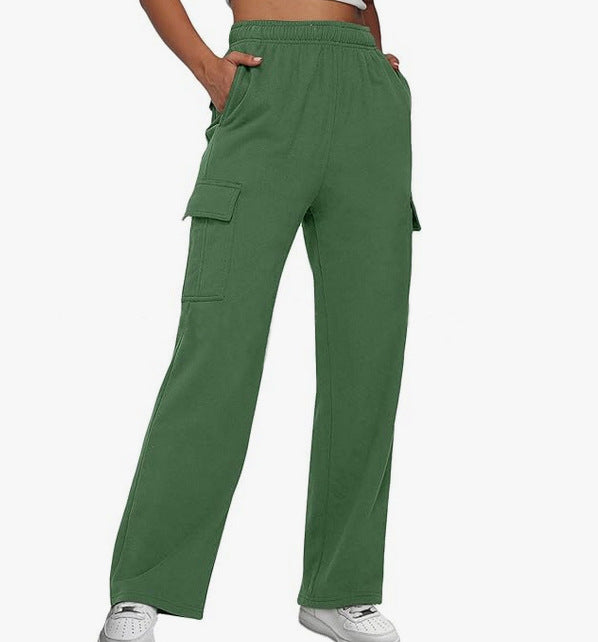 xiangtuibao New Long Loose Pants Casual Sports High Waist Tooling Pants Slimming and Straight Wide Leg Pants for Women