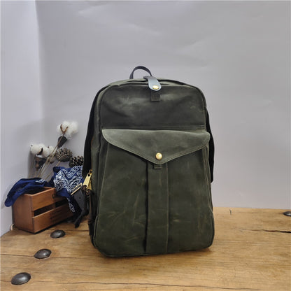 XIANGTUIBAO Factory Supply American Backpack Oil Wax Waterproof Vintage Canvas Bag Outdoor Travel Men and Women Casual Computer Bag