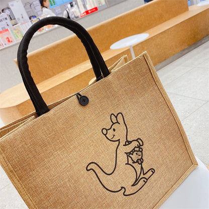 XIANGTUIBAO In Stock Large Capacity Linen Women's Bag Fashion Linen Handbag Student Class Simple Shoulder Tote Bag