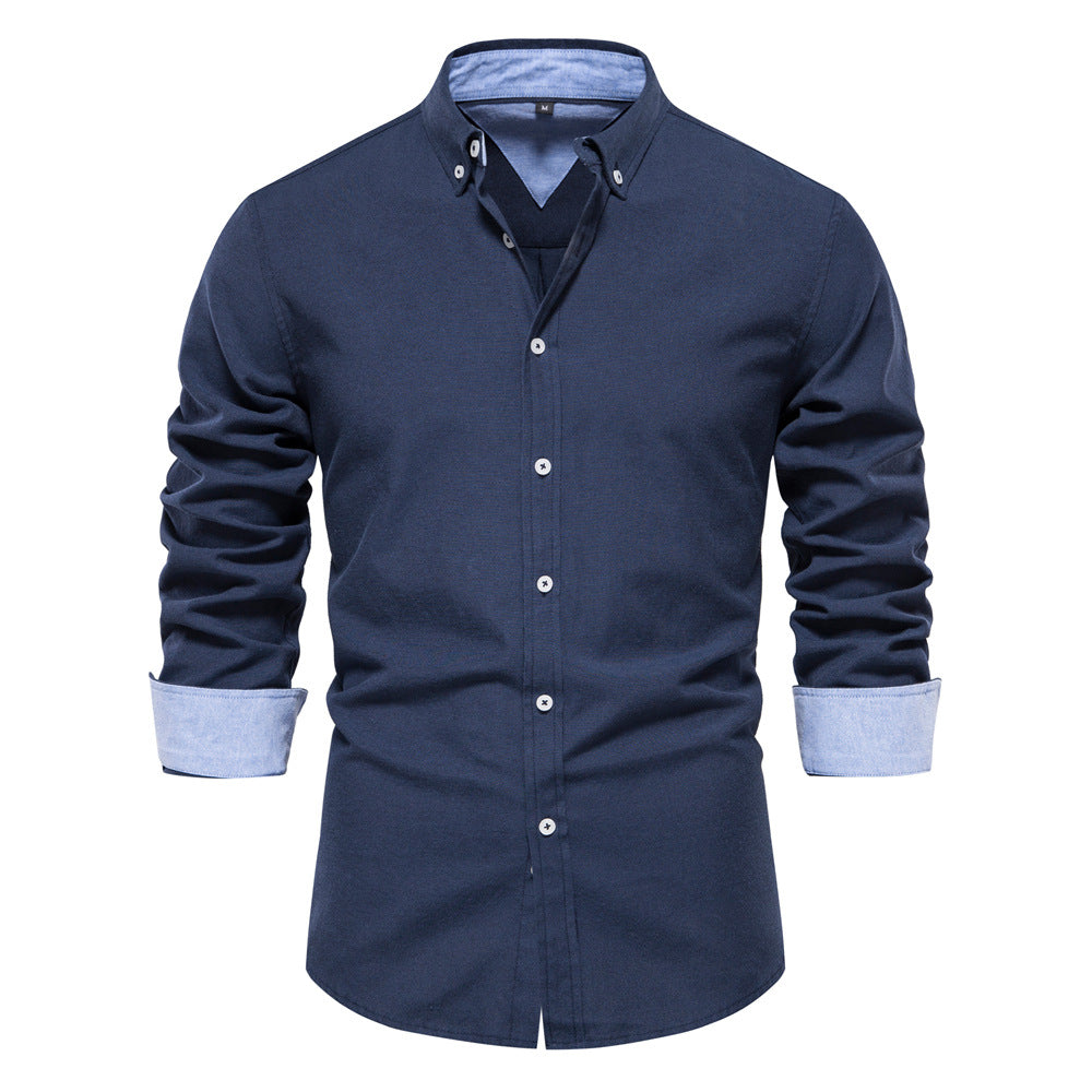 XIANGTUIBAO 2025 popular autumn new New Popularan size slim-fit shirt men's casual versatile fashion solid color long-sleeved top men's clothing