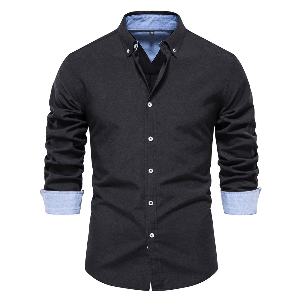 XIANGTUIBAO 2025 popular autumn new New Popularan size slim-fit shirt men's casual versatile fashion solid color long-sleeved top men's clothing