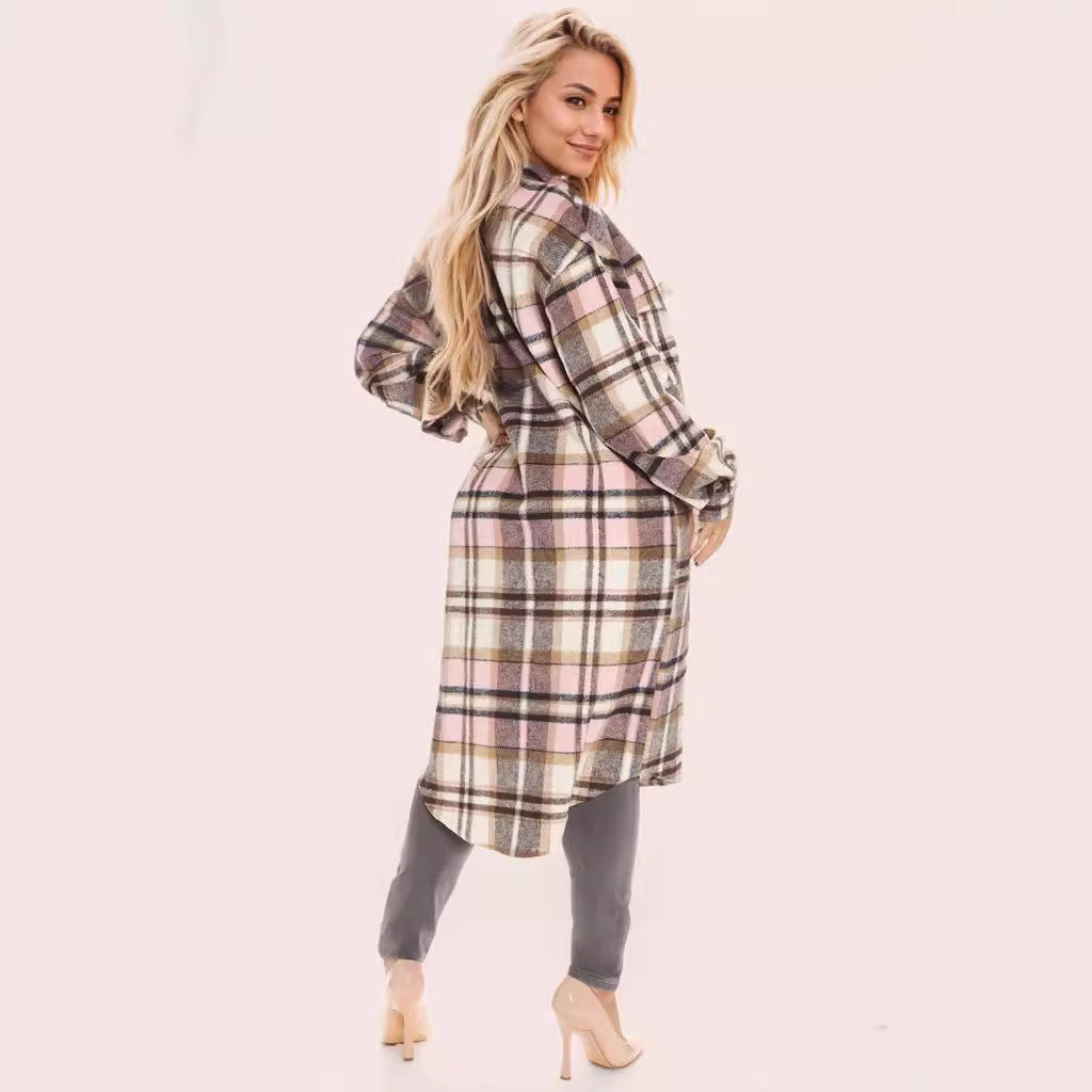 XIANGTUIBAO 2025Fashion Plaid Printed Jacket - Fashion Button Front with Streamlined Design - Premium Women's Fashion Style Outside