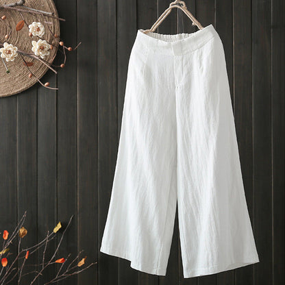 XIANGTUIBAO  Cross-Border EBay  Foreign Trade Casual Simple Cotton Pants Women's Loose Cropped Wide-Leg Pants