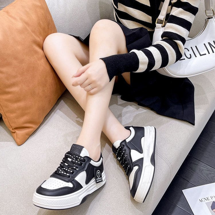 XIANGTUIBAO  Winter Board Shoes Women's  New Platform Khaki Black and White Panda Color Matching Women's Fashion Shoes Casual Sneaker