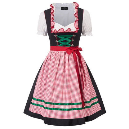 Spring/Summer European and American Women's Clothing  Hot Product Maid Costume Beer Suit Short Sleeve Tied Dress Women's Suit