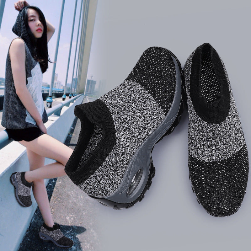 XIANGTUIBAO  2022 Autumn New Sock Shoes Cushion Insole Outdoor Casual Shoes Platform Mom Shoes Cross-Border plus Size Women's Breathable Shoes