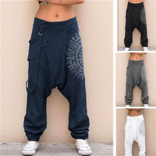 xiangtuibao Cross-Border Foreign Trade  Popular HOTan and NEWn Women's Clothing Printed Casual Drop Crotch Harem Pants