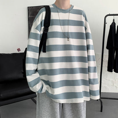 xiangtuibao Harajuku Striped T shirts For Men Oversized Tees Man Casual Long Sleeve Tshirt Woman Loose Pullovers Tops 5XL