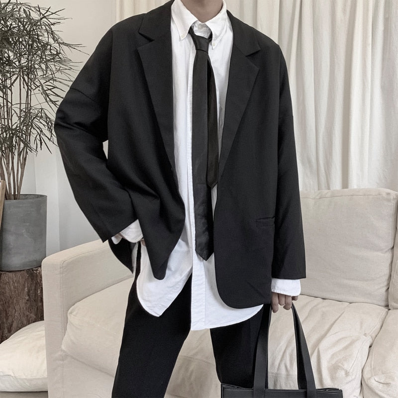 xiangtuibao Grey Black Blazer Men Fashion Social Mens Dress Jacket Korean Business Suit Jacket Mens Office Formal Blazer Solid Color S-XL