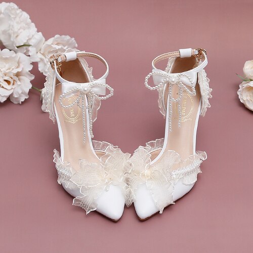 xiangtuibao Sandals Sweet Lolita Style Lolita Original Pointed Hollow Slotted Wristband Slim High Heel Women's Shoes Flowers Marry OL Bride