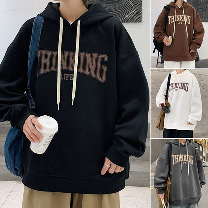 xiangtuibao Spring Autumn American Trend Hoodies Men Letter Print Fleece Oversized Hoodie Male Fashion Hip Hop Unisex Essentials Pullover