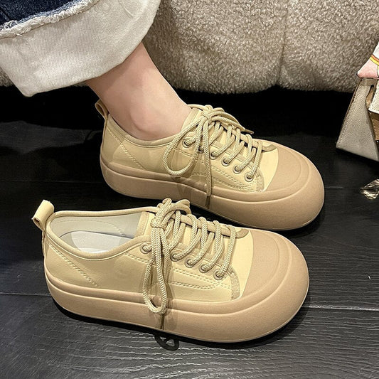 xiangtuibao New Spring Autumn Women Casual Flats Platform Shoes Designer Lace Up Thick Walking Comfortable Non Slip Chaussures Femme