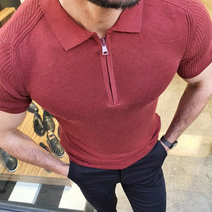 xiangtuibao Summer New Knitwear Men's T Shirts Slim Lapel Short-sleeved Polo Shirt Solid Color Casual Male Tops