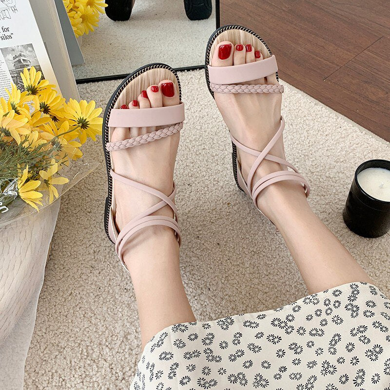 xiangtuibao  Women's Sandals Shoes For Ladies  Summer Flat Shoes Open Toe Casual Bohemia Beach Shoes For Female