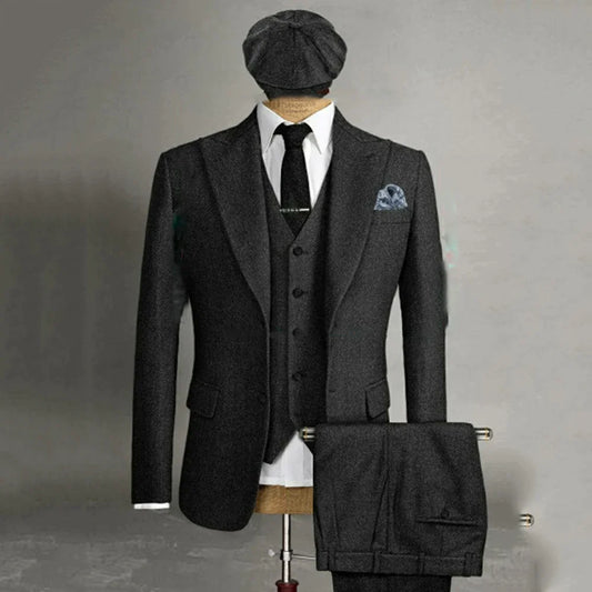 xiangtuibao -  Male Suits 2024 Boutique Slim Fit Peak Lapel Business Casual Suits 3 Pcs Men's Wedding Party Blazer Vest Pants Set