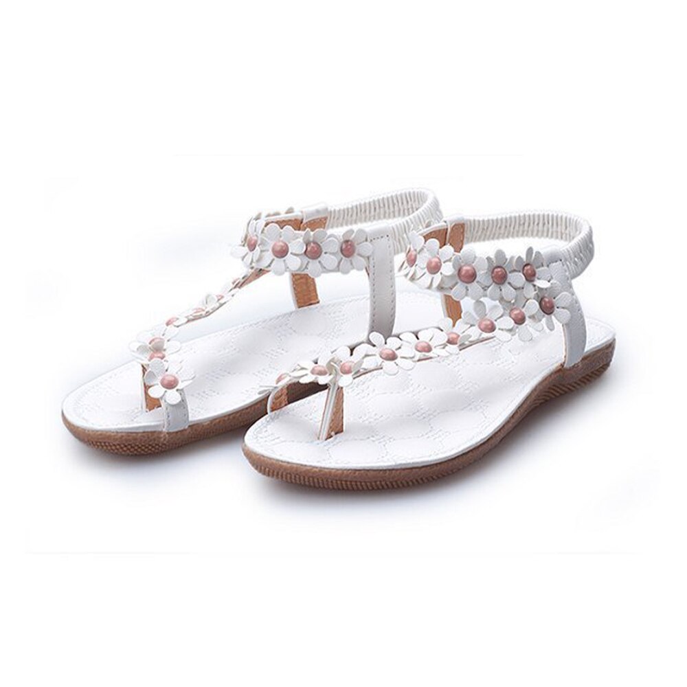 xiangtuibao Summer Women's Sandals Beach Shoes Slip On For Ladies Bohemia Flower Solid Fashion Outdoor Flat Sandals