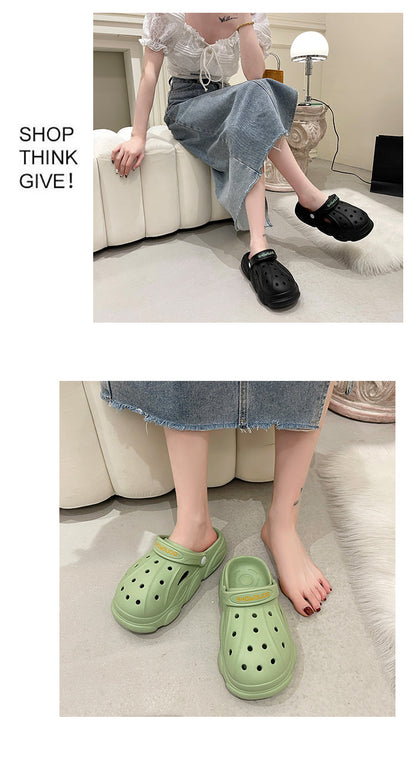 Slippers Casual Women's Shoes With Platform Shale Female Beach Pantofle Cover Toe Low Slides Luxury Sabot  Flat Rome PU Fash