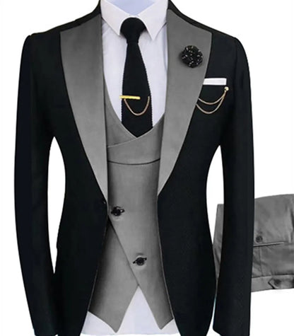 xiangtuibao Dark Grey Men Suit Slim Fit Smart Casual Business Formal Party Prom Blazer Jacket 3 Pieces Summer Wedding Groom Tuxedos 20