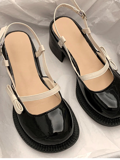 Mary Janes Platform Shoes Buckle Bow Round Toe Sweet Shoes Lolita Hollow Fairy Elegant Sandals Shoes Woman Casual  Summer