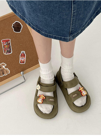 xiangtuibao  Green Women's Sandals Summer Platform Shoes Beach Casual Back Strap Female Sandals Thick Sole Flats Shoes Women Sandals NEW