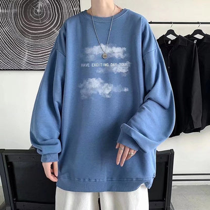 xiangtuibao M-8XL 5 Color Sweatshirts  Men's Fashion tie-dye clouds Printed O-neck Sweater for Men's Loose Hip-Hop Long-sleeved Sweater