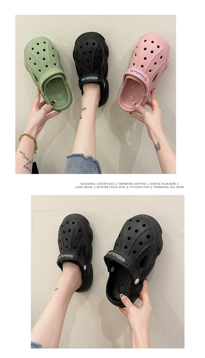 Slippers Casual Women's Shoes With Platform Shale Female Beach Pantofle Cover Toe Low Slides Luxury Sabot  Flat Rome PU Fash