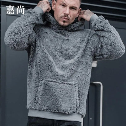 xiangtuibao European and American Men's Plush Fashion Hoodie Autumn and Winter Leisure Sports Hooded Top Men Clothing  Harajuku