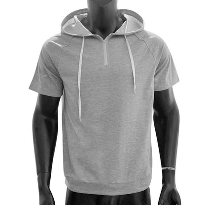 xiangtuibao Solid Color Casual Slim V-neck Short-sleeved T-shirt Summer Men Elegant Gentleman Simple  New Street Fashion Hooded Top