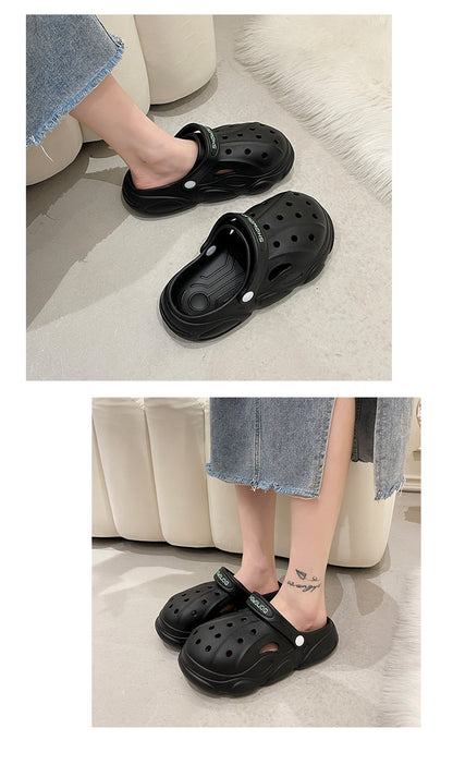 Slippers Casual Women's Shoes With Platform Shale Female Beach Pantofle Cover Toe Low Slides Luxury Sabot  Flat Rome PU Fash