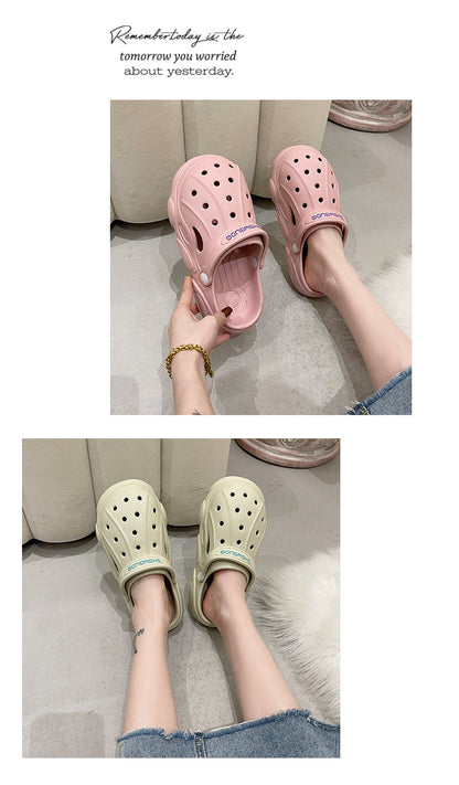 Slippers Casual Women's Shoes With Platform Shale Female Beach Pantofle Cover Toe Low Slides Luxury Sabot  Flat Rome PU Fash