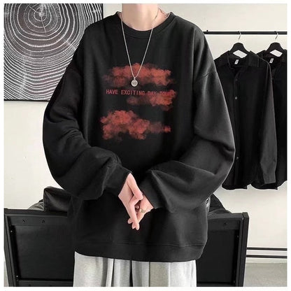 xiangtuibao M-8XL 5 Color Sweatshirts  Men's Fashion tie-dye clouds Printed O-neck Sweater for Men's Loose Hip-Hop Long-sleeved Sweater