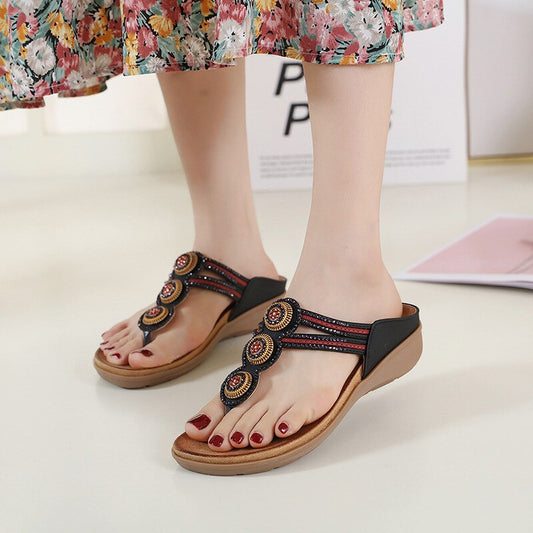 Summer Shoes Women Slippers Flip Flops Fashion Ladies Summer Holiday Shoes Flat Soft Bohemian Style Plus Size 42 A3742