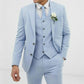 xiangtuibao Light Blue Wedding Men Suits Slim Fit Linen Tuxedos Groom Wear Terno 3 Pieces(Jacket+Pants+Vest) Bridegroom Blazer Costume Homme