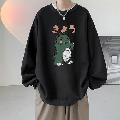 xiangtuibao Men's Oversized Hoodie Off White Autumn Hoodies Oversize for Men Funny  Dinosaur Print 5XL Man Casual Wear Hoody Male Sweatshirt