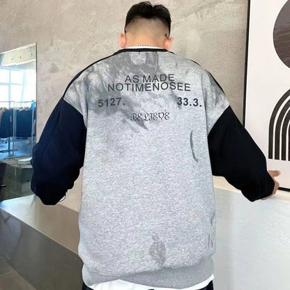 xiangtuibao Men's Loose Long Sleeve Hoodies Printing Top Youth Sweatshirts Thickened Fabric Casual Coats Round Neck Pullover Size M-4XL