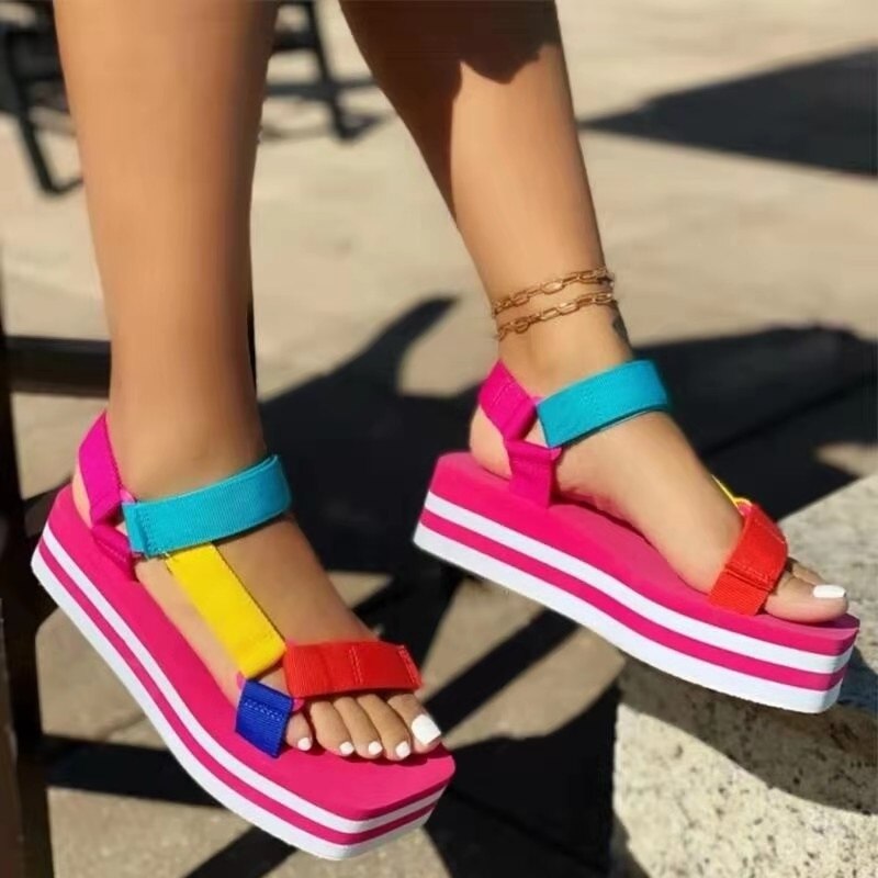 Women Sport Shoes Platform Sandals Rome Shoes  New Summer Casual Ladies Shoes Beach Slippers Flats Gladiator Slides Zapatos