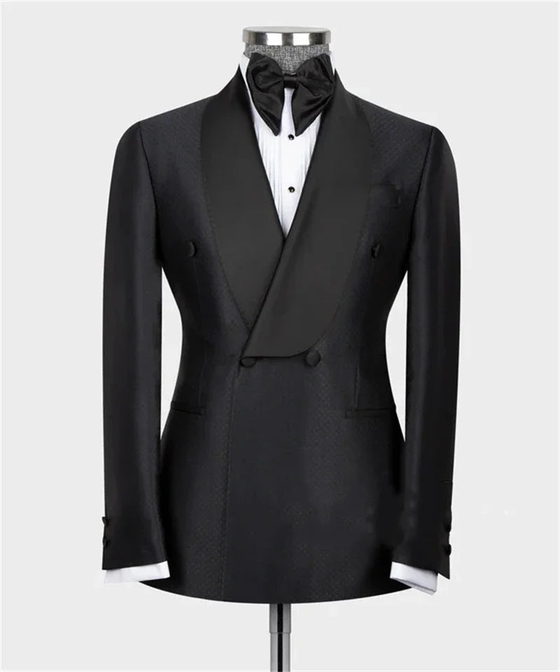 xiangtuibao Custom Made Men Suits 2pCS Jacket+Pants Slim Double Breasetd Lapeled Groom Wedding Party Tuxedos Blazer Business Casual Suits