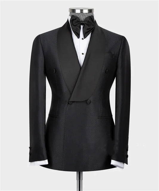 xiangtuibao Custom Made Men Suits 2pCS Jacket+Pants Slim Double Breasetd Lapeled Groom Wedding Party Tuxedos Blazer Business Casual Suits