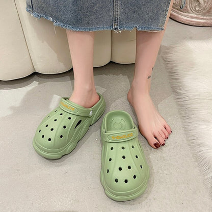 Slippers Casual Women's Shoes With Platform Shale Female Beach Pantofle Cover Toe Low Slides Luxury Sabot  Flat Rome PU Fash