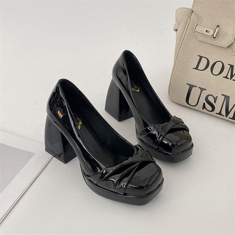 xiangtuibao Mary Janes Woman Leather Pumps Casual Shoes For Women  Heeled Shoes Sexy High Heels Shoes Ladies Elegant Lolita Shoes NEW