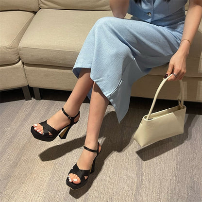 xiangtuibao Summer Sexy Thick Bottom Open Toe Platform Sandals Women White Super High Heels Party Dress Shoes Sandalias Mujer