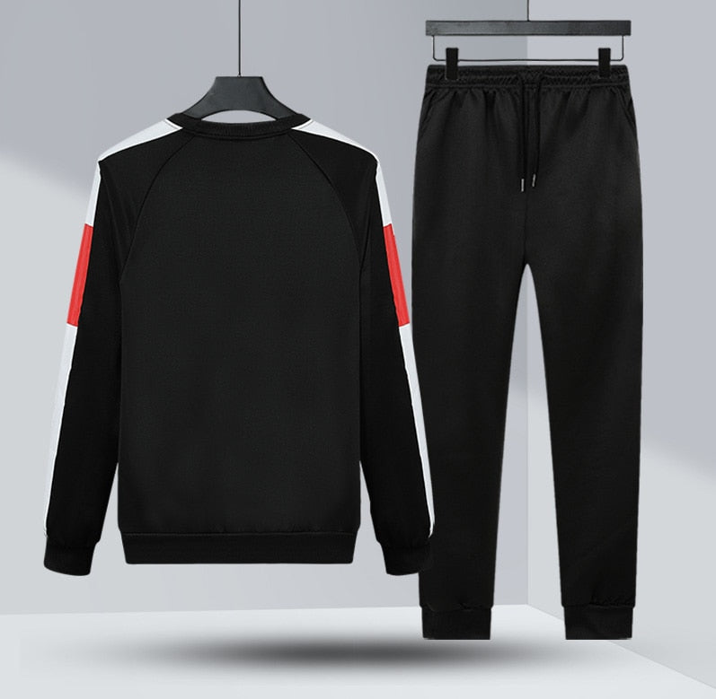 xiangtuibao Autumn Men Casual Sports Set Round Neck Tracksuit Fashion Sweatshirt and Sweatpants 2 Piece Sets Male Sportswear Outfit Set